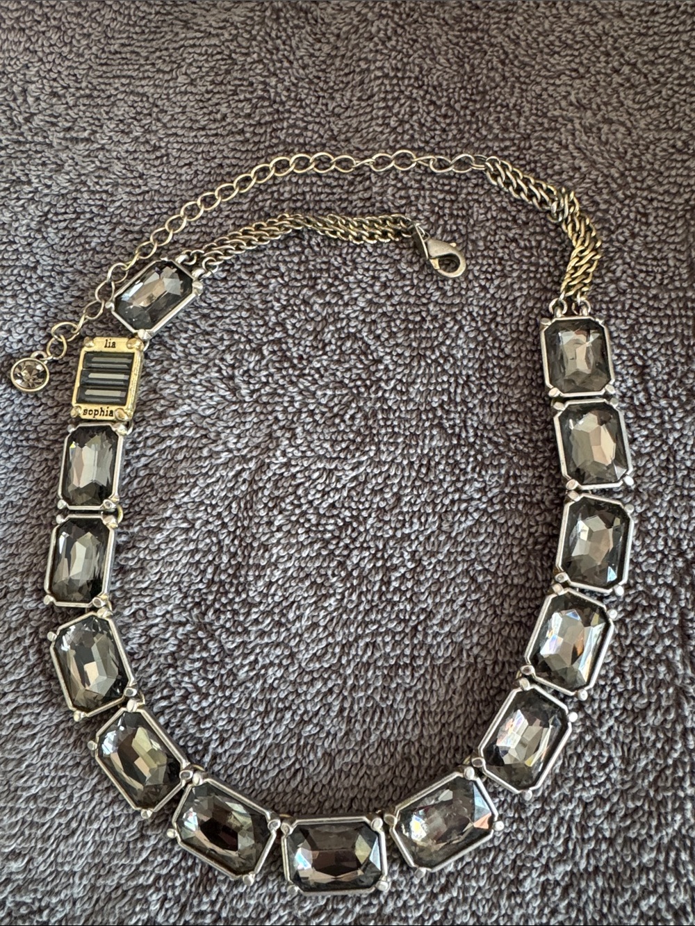 Lia Sophia Gold-Tone Necklace with Gray Faceted Stones
